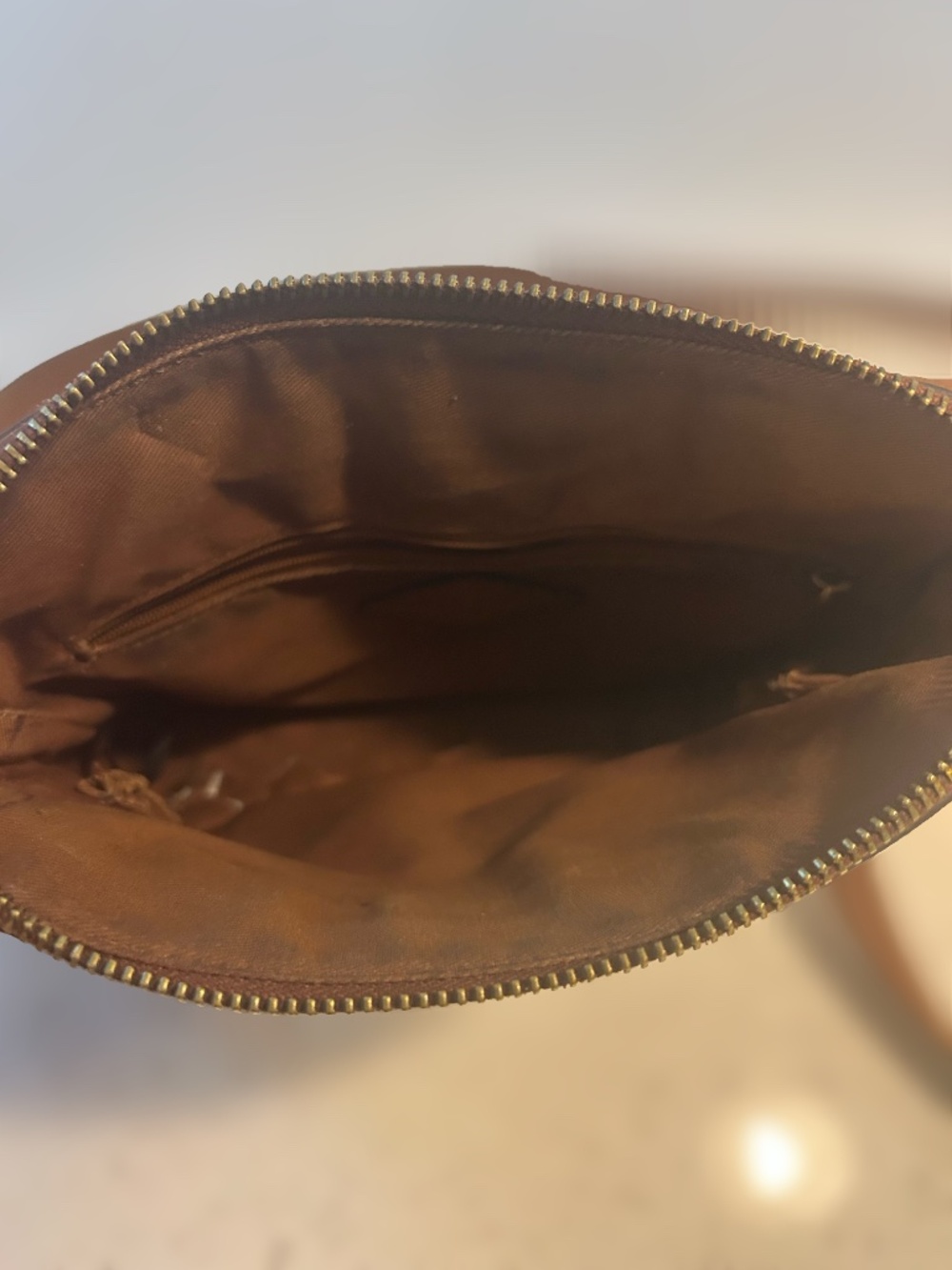 Fossil Leather Crossbody Boho Purse Cognac Color with Adjustable Strap. - Picture 5 of 5